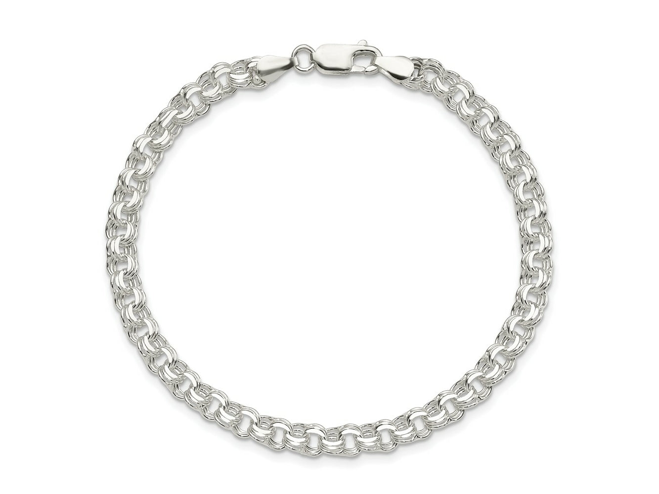 FJC Finejewelers 925 Sterling Silver Polished Triple Link Charm Bracelet 8 Inches x 5 mm
