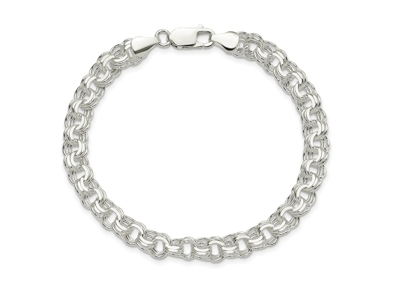 FJC Finejewelers 925 Sterling Silver Polished Triple Link Charm Bracelet 8 Inches x 7 mm