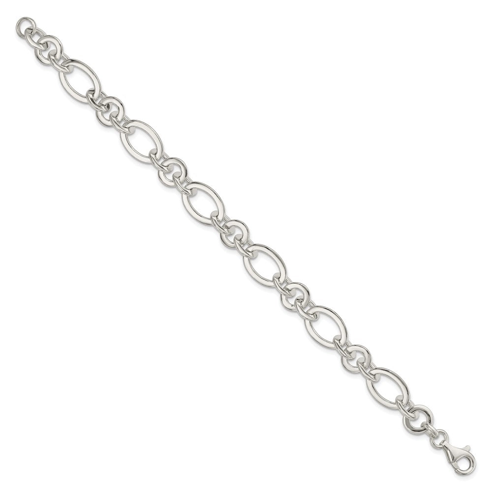 FJC Finejewelers 925 Sterling Silver Fancy Oval and Round Link Bracelet 7.5 Inches x 10.22 mm