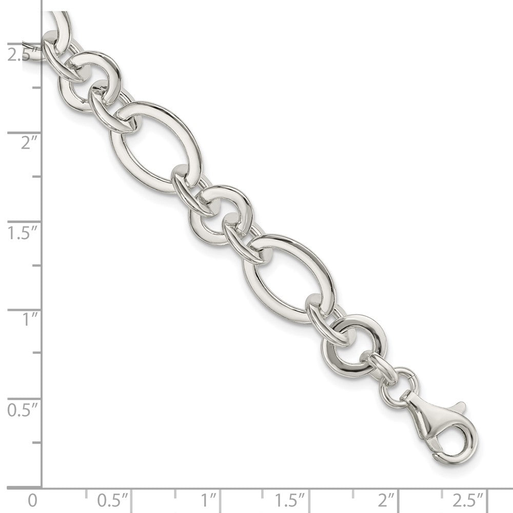 FJC Finejewelers 925 Sterling Silver Fancy Oval and Round Link Bracelet 7.5 Inches x 10.22 mm