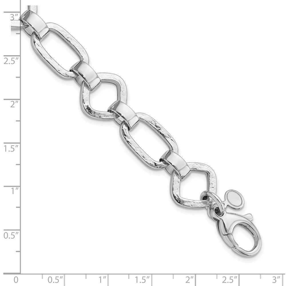 FJC Finejewelers 925 Sterling Silver Link  Hammered Geometric Bracelet 7.5 Inches x 14.65 mm