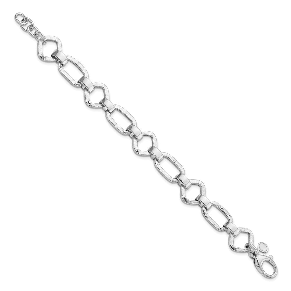 FJC Finejewelers 925 Sterling Silver Link  Hammered Geometric Bracelet 7.5 Inches x 14.65 mm