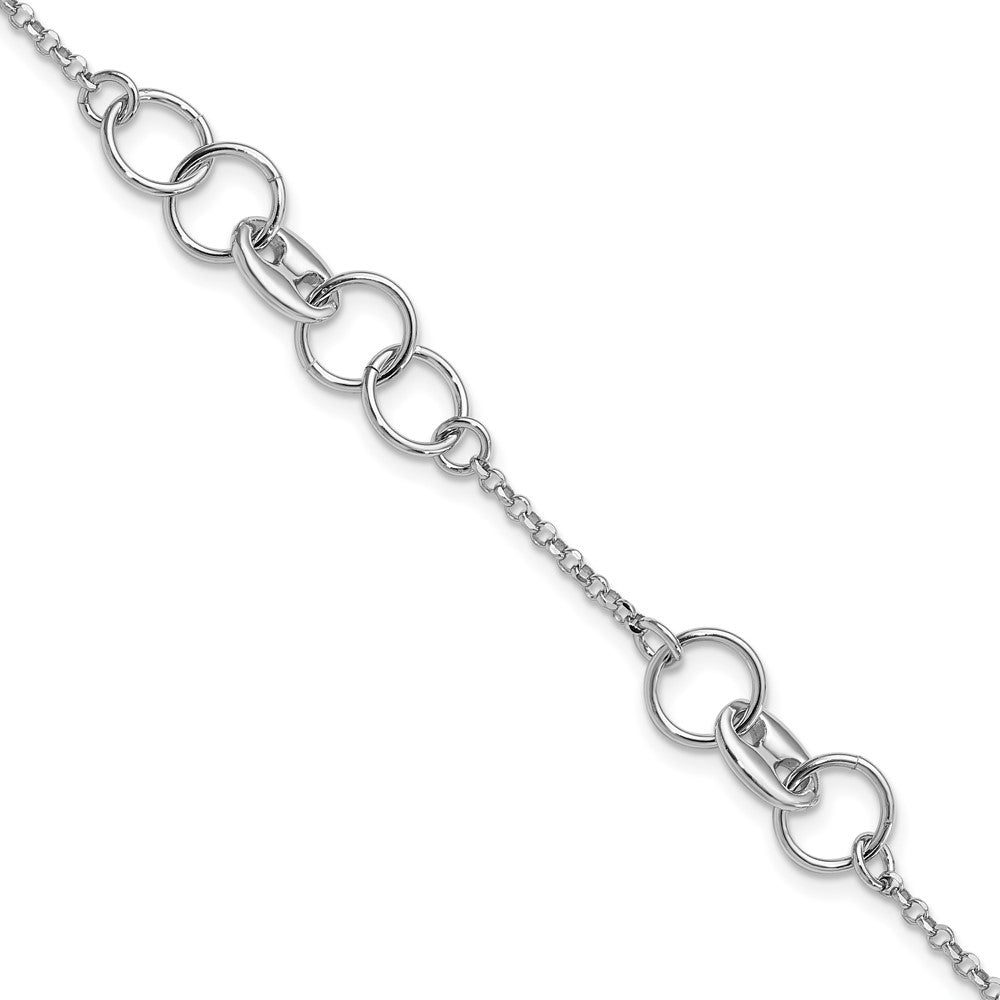 FJC Finejewelers 925 Sterling Silver Link  Fancy Circles with .5 in Ext Bracelet 7 Inches x 8.15 mm