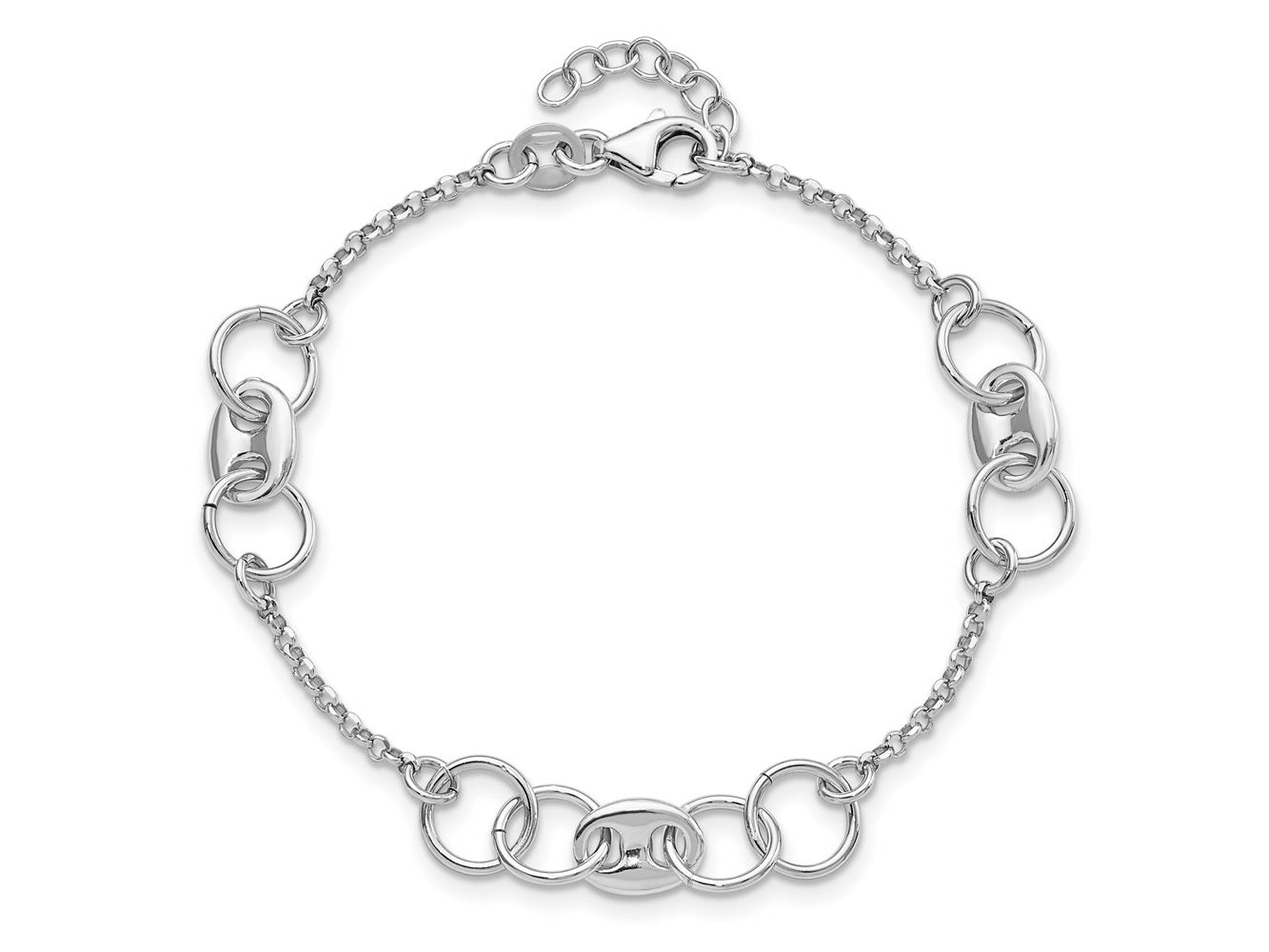 FJC Finejewelers 925 Sterling Silver Link  Fancy Circles with .5 in Ext Bracelet 7 Inches x 8.15 mm
