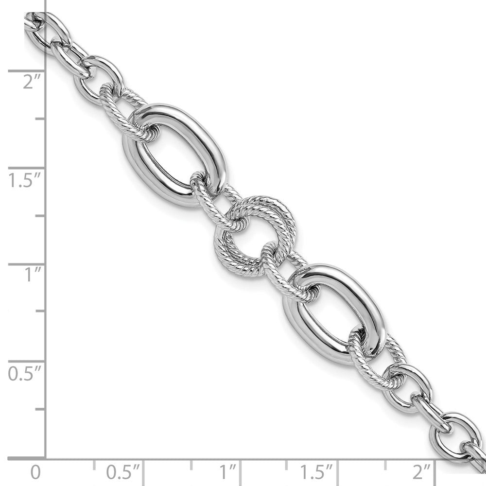 FJC Finejewelers 925 Sterling Silver Rhodium Platedtd Fancy Textured Link Bracelet 7.75 Inches x 10.2 mm