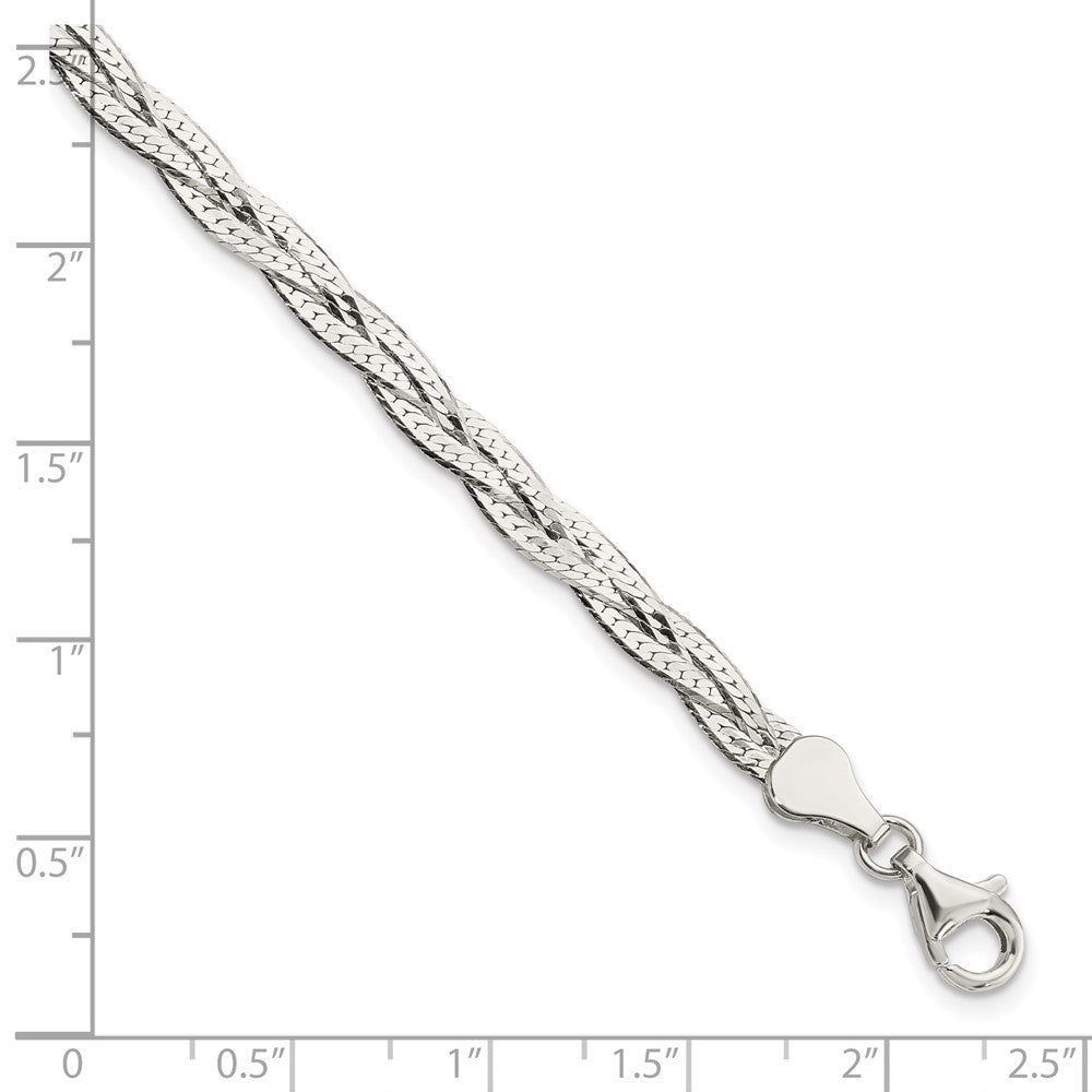 FJC Finejewelers 925 Sterling Silver Link 3-strd Braided 7in with 1in ext. Bracelet 8 Inches x 4.5 mm