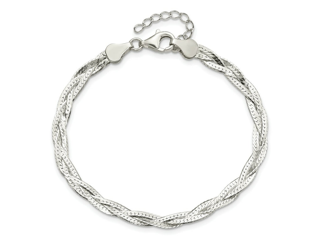 FJC Finejewelers 925 Sterling Silver Link 3-strd Braided 7in with 1in ext. Bracelet 8 Inches x 4.5 mm