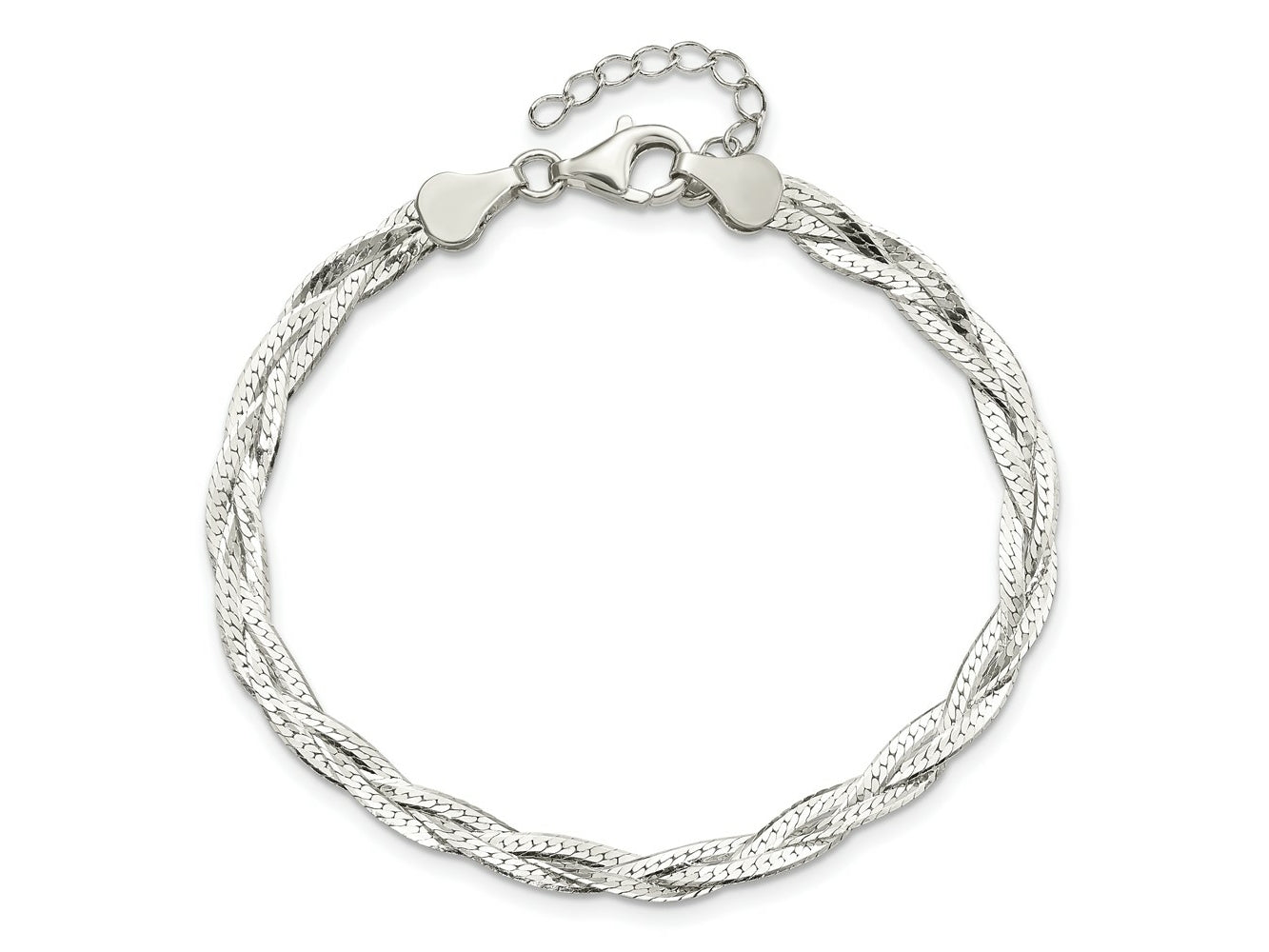 FJC Finejewelers 925 Sterling Silver Link 3-strd Braided 7in with 1in ext. Bracelet 8 Inches x 4.5 mm