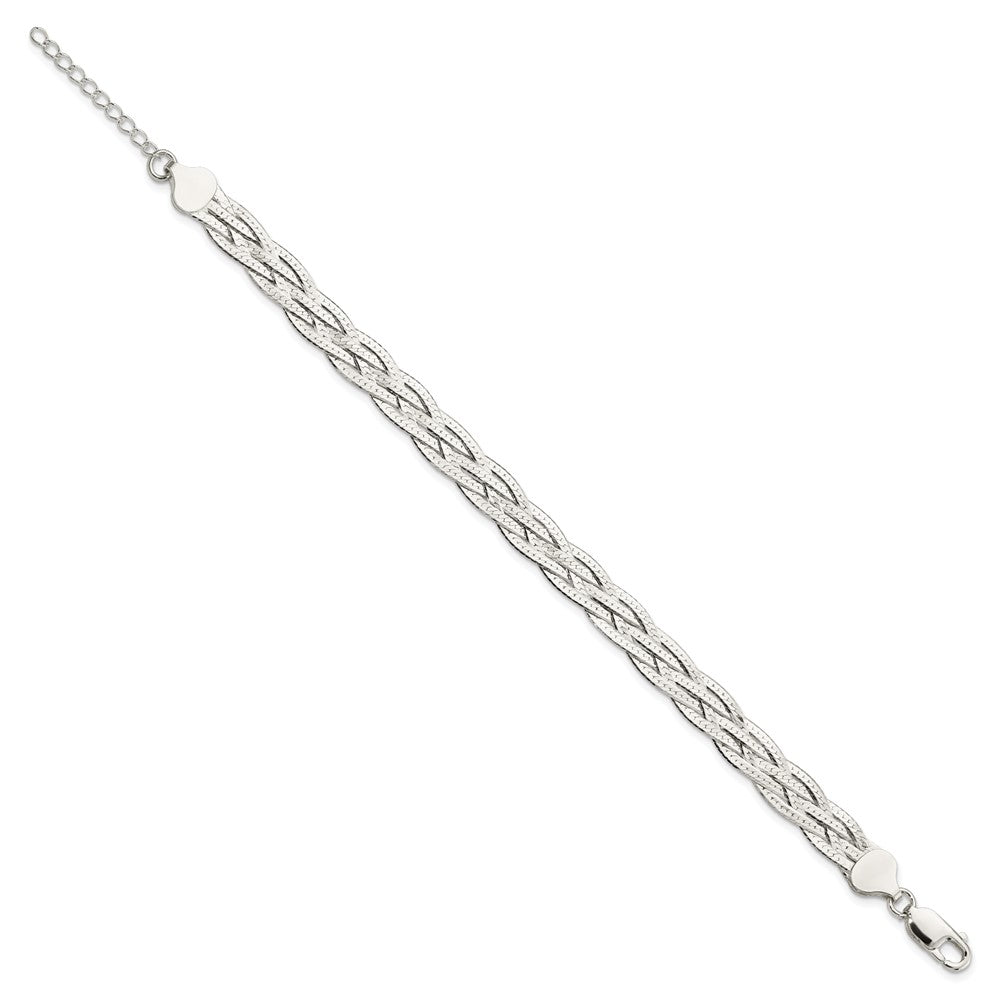 FJC Finejewelers 925 Sterling Silver Link 5-strd Braided 7in with 1in ext. Bracelet 8 Inches x 8.3 mm