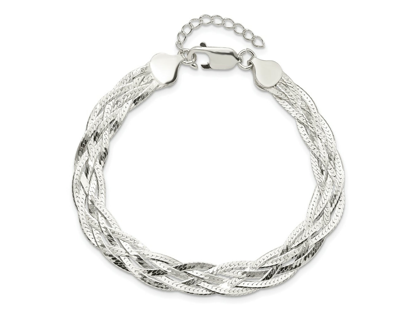 FJC Finejewelers 925 Sterling Silver Link 5-strd Braided 7in with 1in ext. Bracelet 8 Inches x 8.3 mm