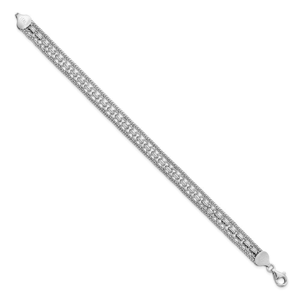FJC Finejewelers 925 Sterling Silver Link Rhodium Plated Polished Bracelet 7.5 Inches x 7.81 mm