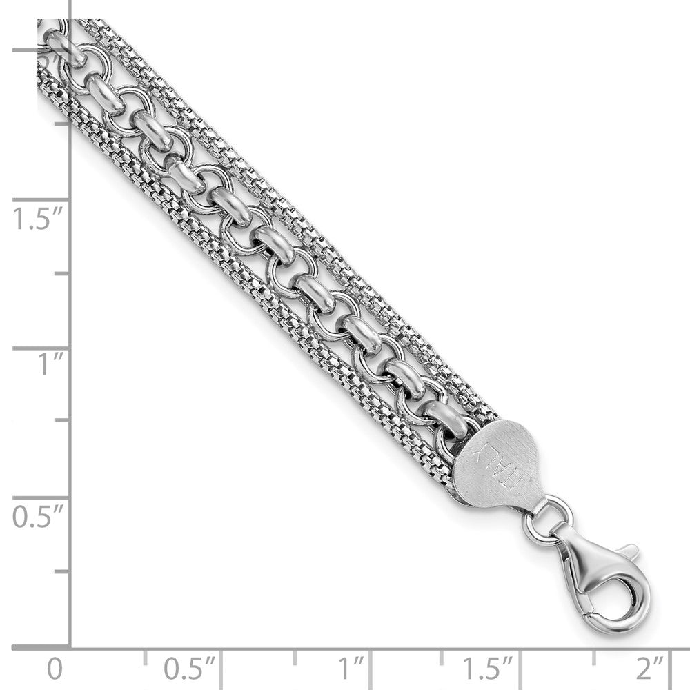 FJC Finejewelers 925 Sterling Silver Link Rhodium Plated Polished Bracelet 7.5 Inches x 7.81 mm