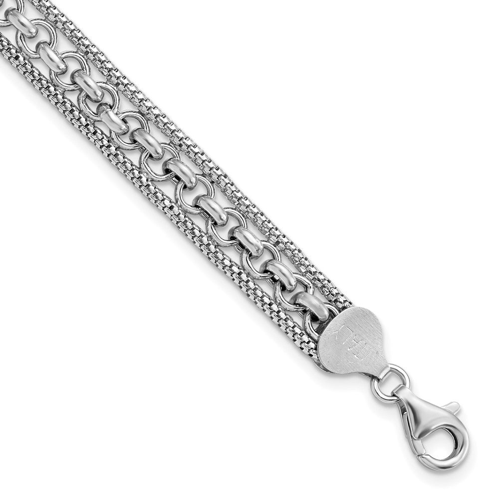 FJC Finejewelers 925 Sterling Silver Link Rhodium Plated Polished Bracelet 7.5 Inches x 7.81 mm