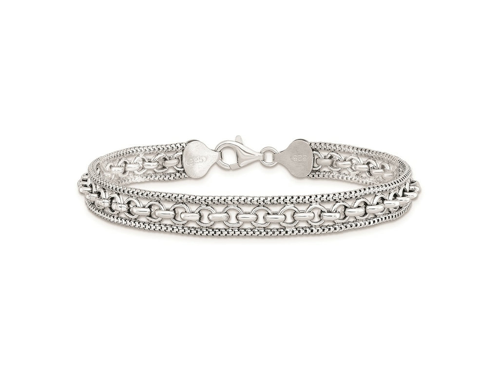 FJC Finejewelers 925 Sterling Silver Link Rhodium Plated Polished Bracelet 7.5 Inches x 7.81 mm