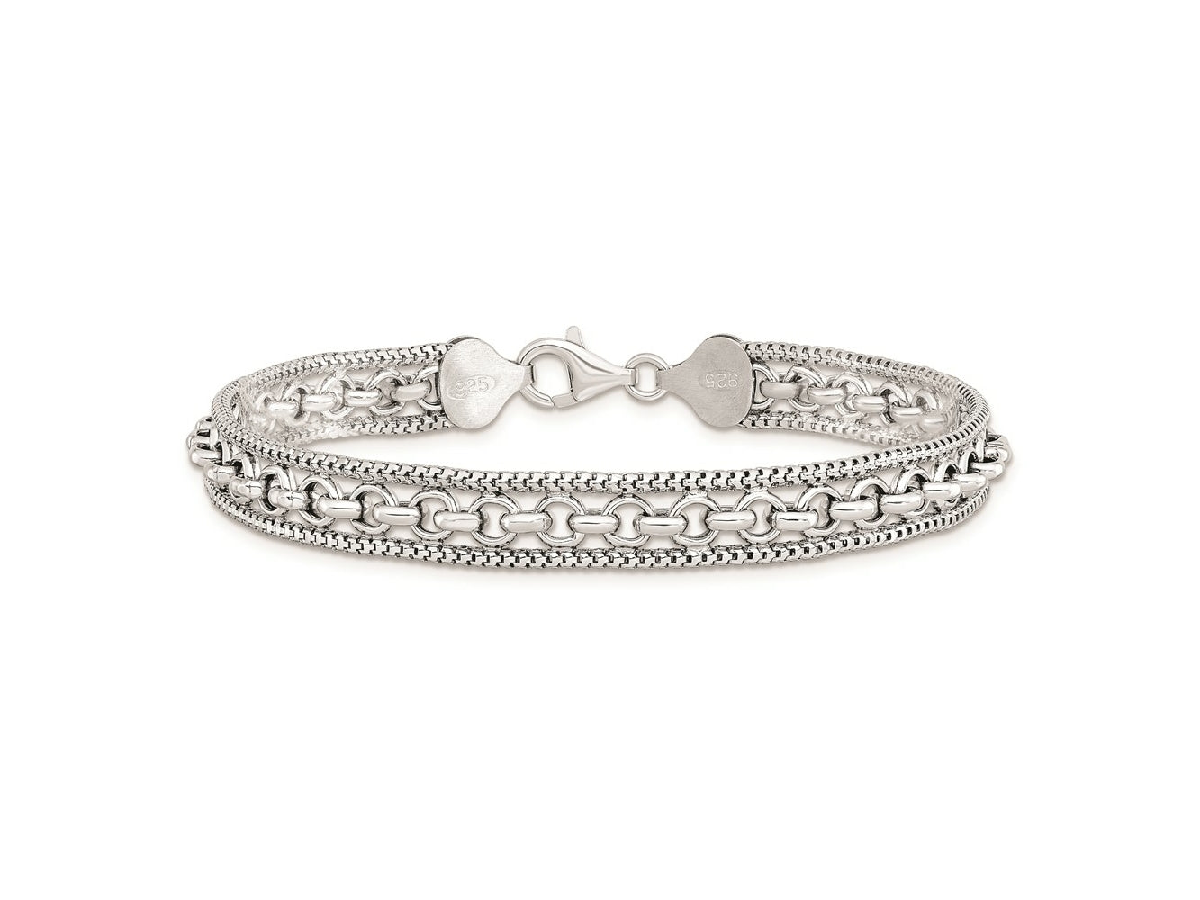 FJC Finejewelers 925 Sterling Silver Link Rhodium Plated Polished Bracelet 7.5 Inches x 7.81 mm