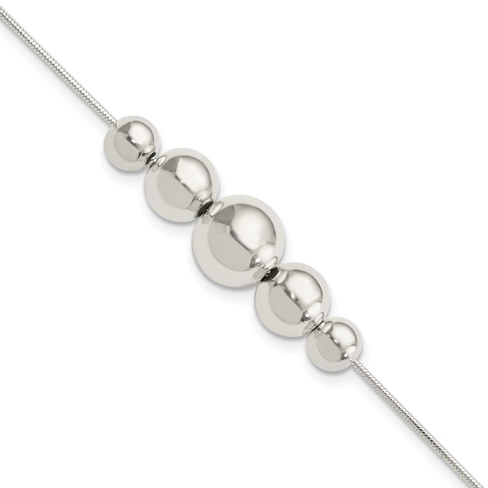 FJC Finejewelers 925 Sterling Silver Bead and Beaded Tapered Round Bead Bracelet 8 Inches x 9.56 mm
