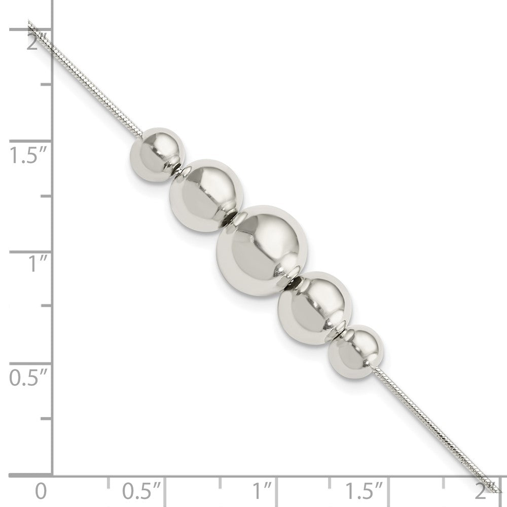 FJC Finejewelers 925 Sterling Silver Bead and Beaded Tapered Round Bead Bracelet 8 Inches x 9.56 mm