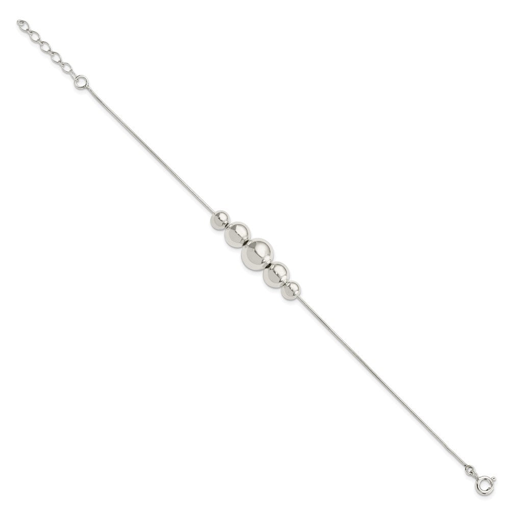 FJC Finejewelers 925 Sterling Silver Bead and Beaded Tapered Round Bead Bracelet 8 Inches x 9.56 mm