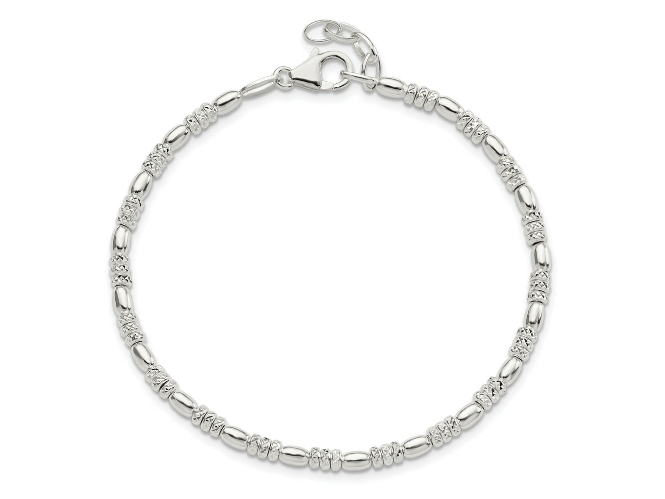FJC Finejewelers 925 Sterling Silver Bright Cut Beaded with 1 in ext. Bracelet 8.5 Inches x 3.21 mm