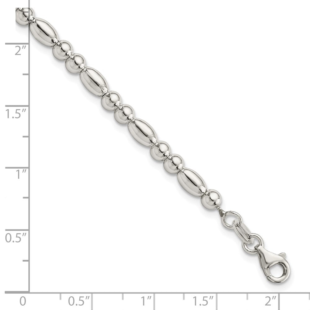 FJC Finejewelers 925 Sterling Silver Round and Oval Beaded Bracelet 7.5 Inches x 4.07 mm
