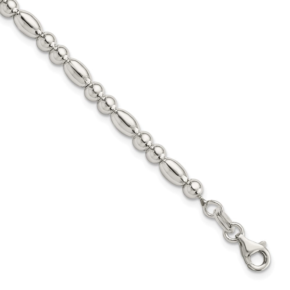 FJC Finejewelers 925 Sterling Silver Round and Oval Beaded Bracelet 7.5 Inches x 4.07 mm