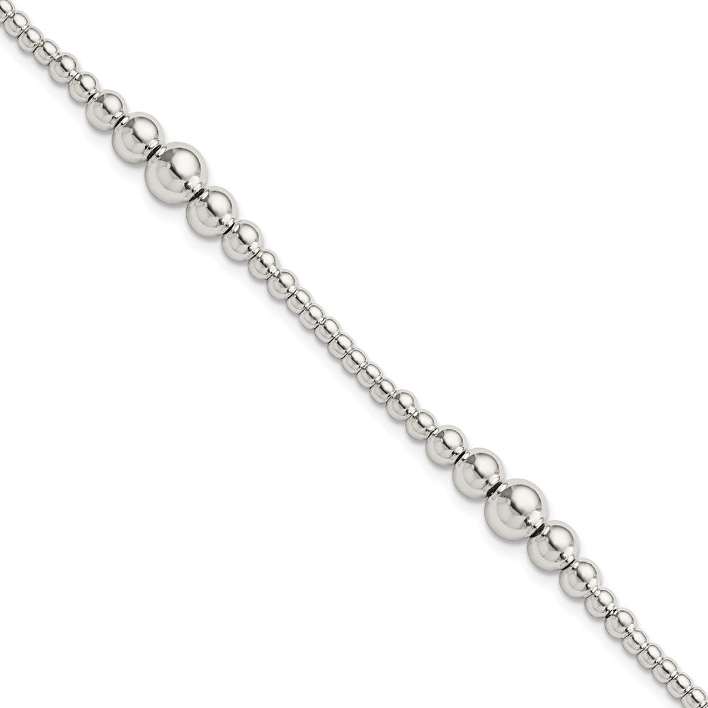 FJC Finejewelers 925 Sterling Silver Bead and Beaded Round Graduated Beaded Bracelet 7.5 Inches x 6.08 mm
