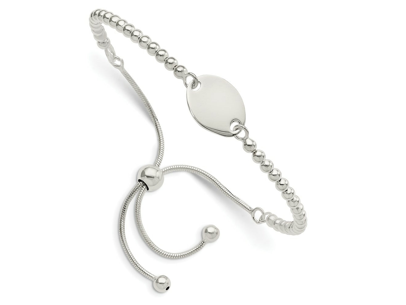 FJC Finejewelers 925 Sterling Silver Snake Polished Beaded Adjustable Bracelet 11.35 mm