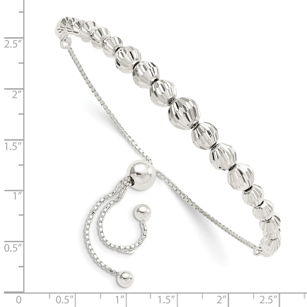 FJC Finejewelers 925 Sterling Silver Polished and Bright Cut Beaded Adjustable Bracelet 6.7 mm