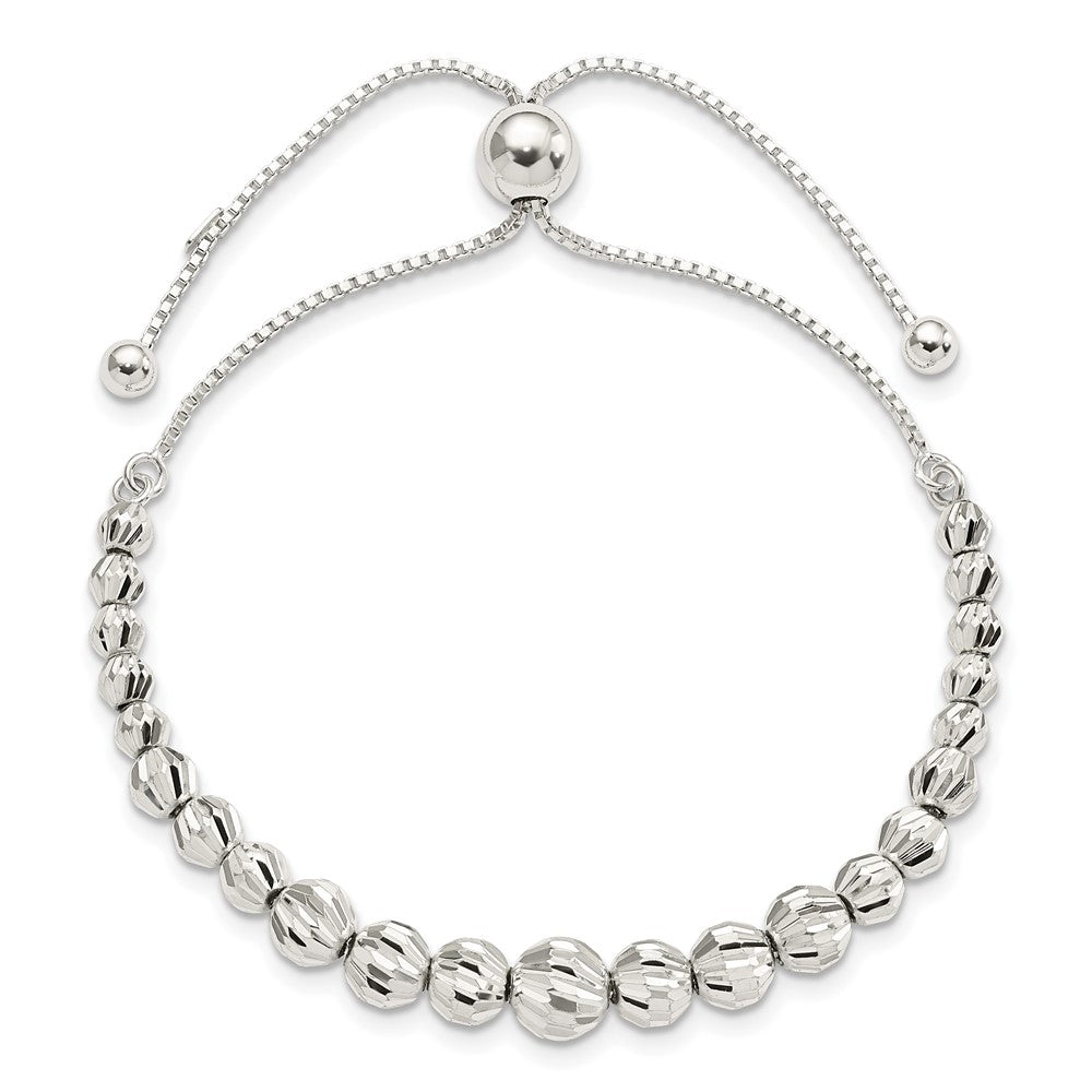 FJC Finejewelers 925 Sterling Silver Polished and Bright Cut Beaded Adjustable Bracelet 6.7 mm