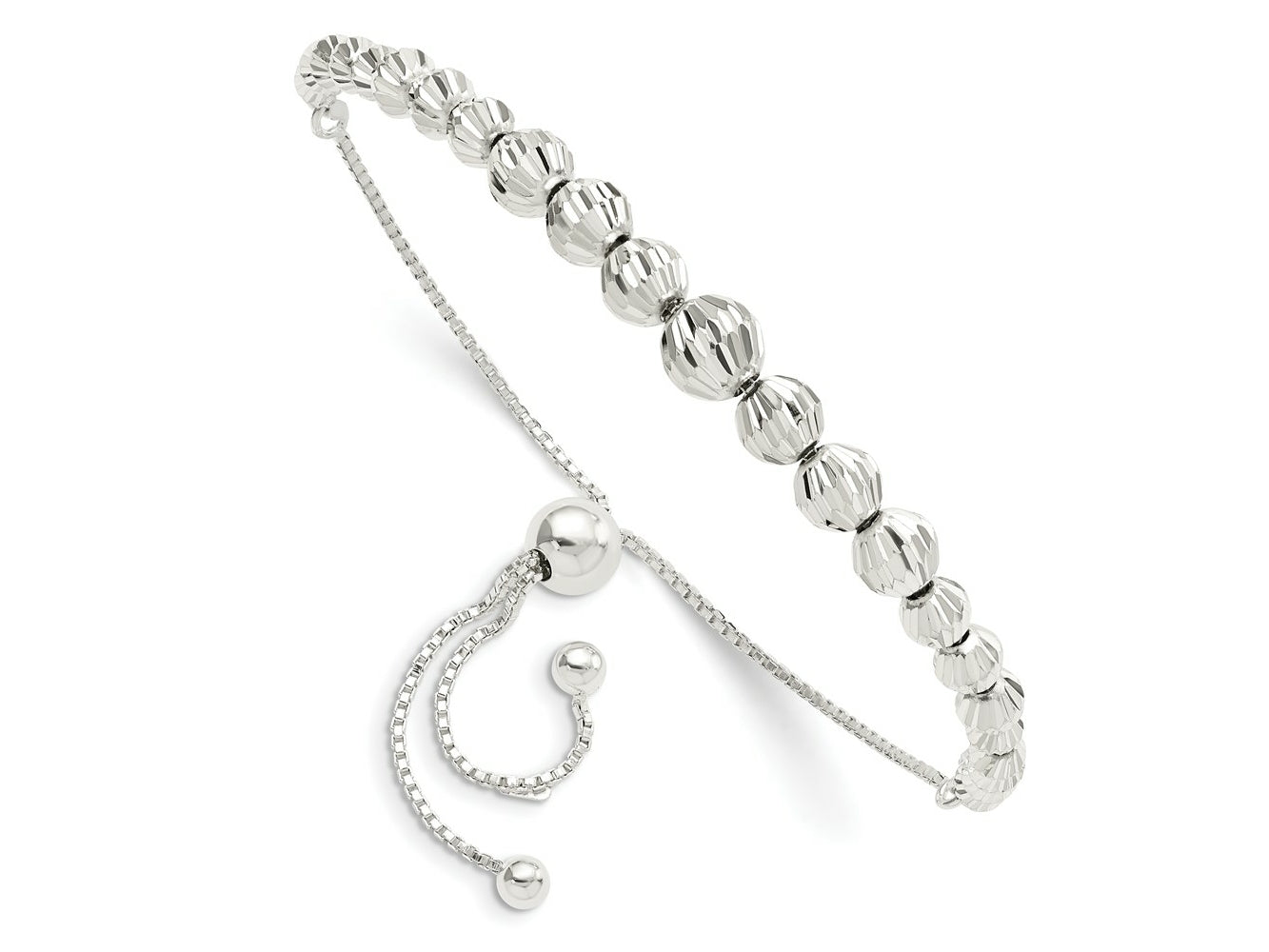 FJC Finejewelers 925 Sterling Silver Polished and Bright Cut Beaded Adjustable Bracelet 6.7 mm