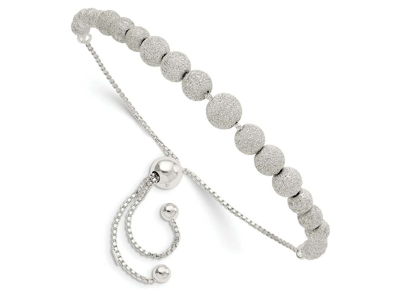 FJC Finejewelers 925 Sterling Silver Adjustable and Stretch and Wrap and Lasered Beaded Adjustable Bracelet 6.78 mm