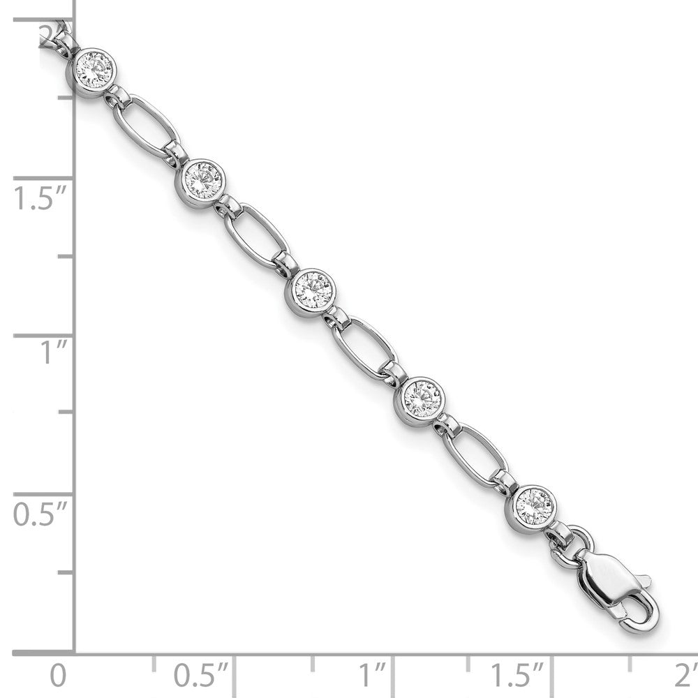 FJC Finejewelers 925 Sterling Silver Fancy Rhodium Plated Polished CZ Bracelet 7 Inches