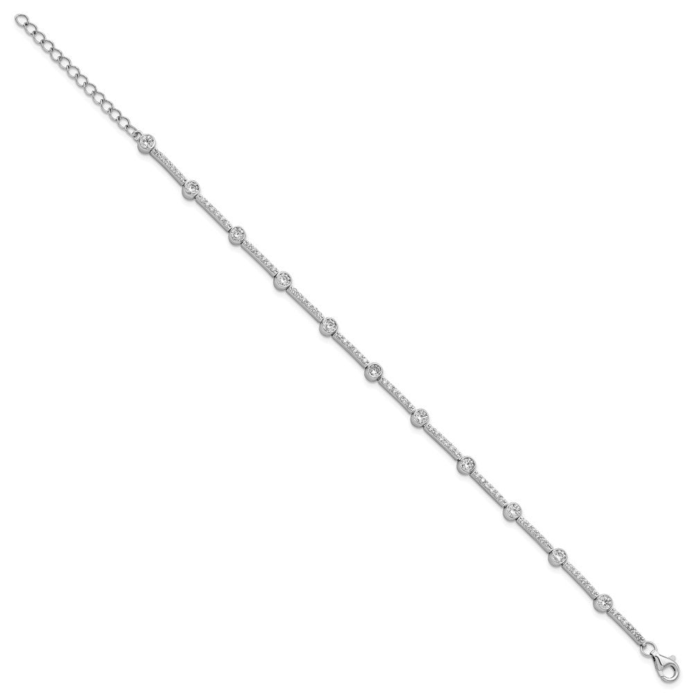 FJC Finejewelers 925 Sterling Silver CZ Bracelet  Polished CZ 7 inch with 1.5in ext. Bracelet 7 Inches