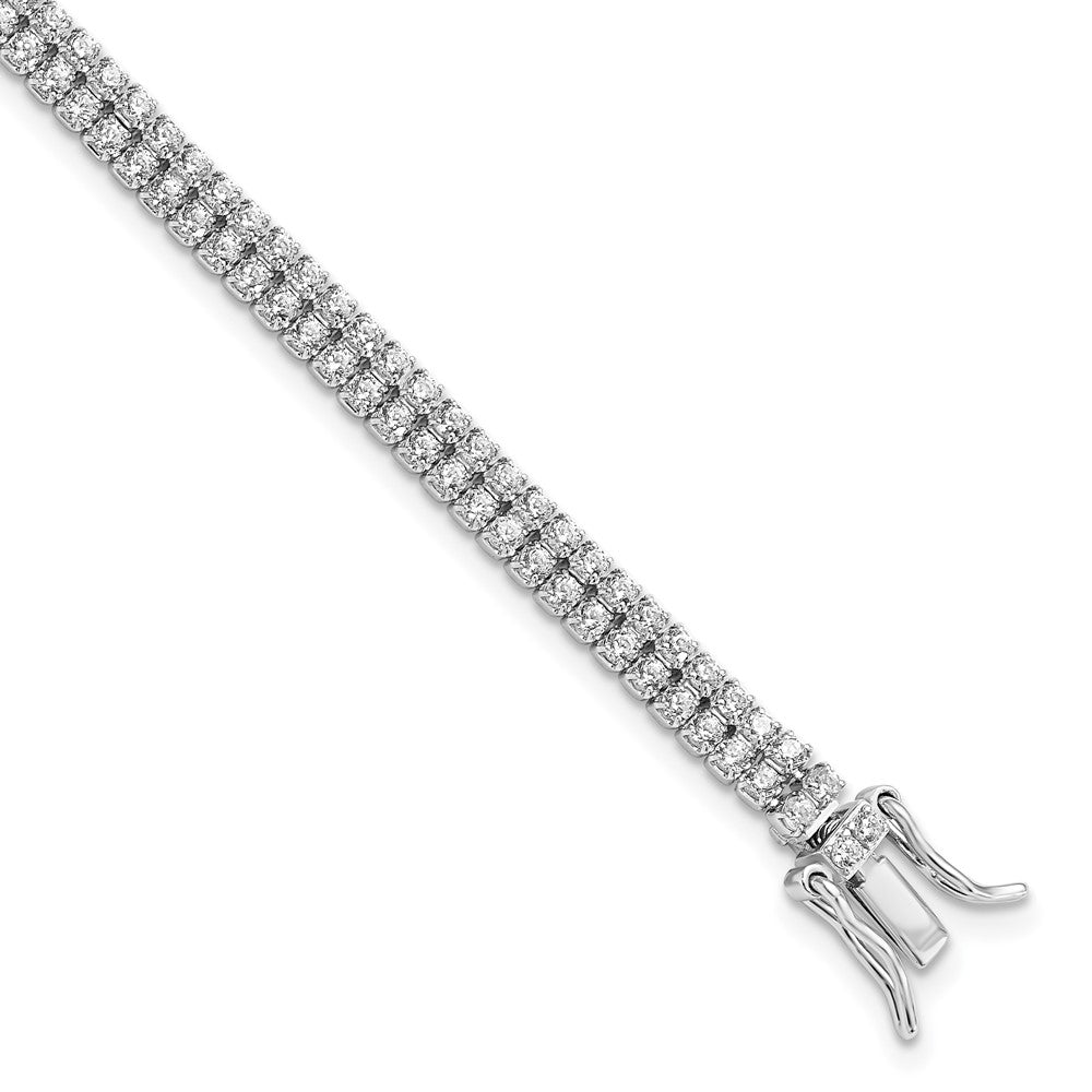 FJC Finejewelers 925 Sterling Silver Fancy Rhodium Plated 2-Row CZ Tennis Bracelet 7.5 Inches