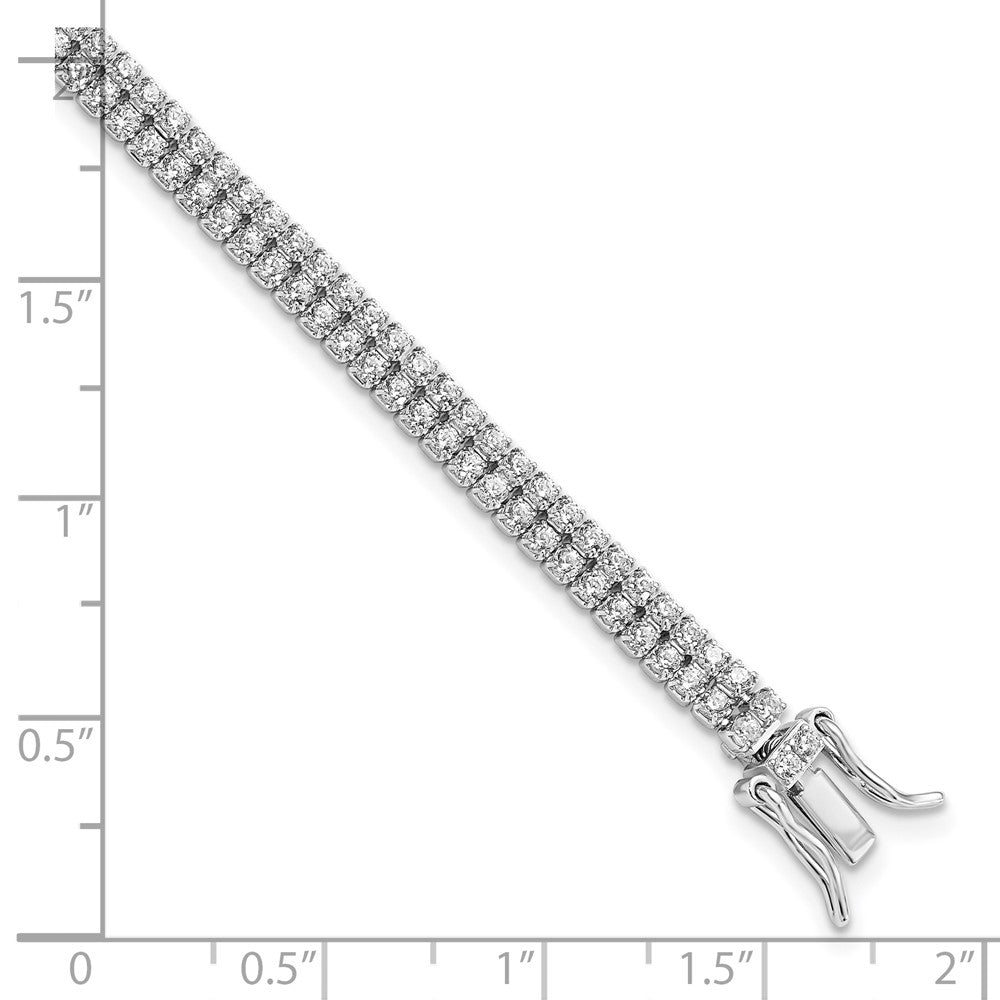 FJC Finejewelers 925 Sterling Silver Fancy Rhodium Plated 2-Row CZ Tennis Bracelet 7.5 Inches