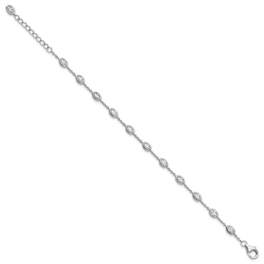 FJC Finejewelers 925 Sterling Silver Fancy  Oval CZ with 1in ext 11 Station Bracelet 6.5 Inches x 5.75 mm