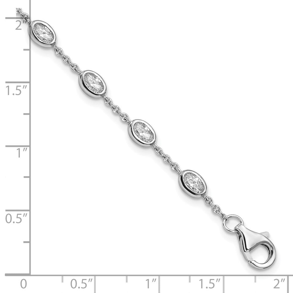 FJC Finejewelers 925 Sterling Silver Fancy  Oval CZ with 1in ext 11 Station Bracelet 6.5 Inches x 5.75 mm
