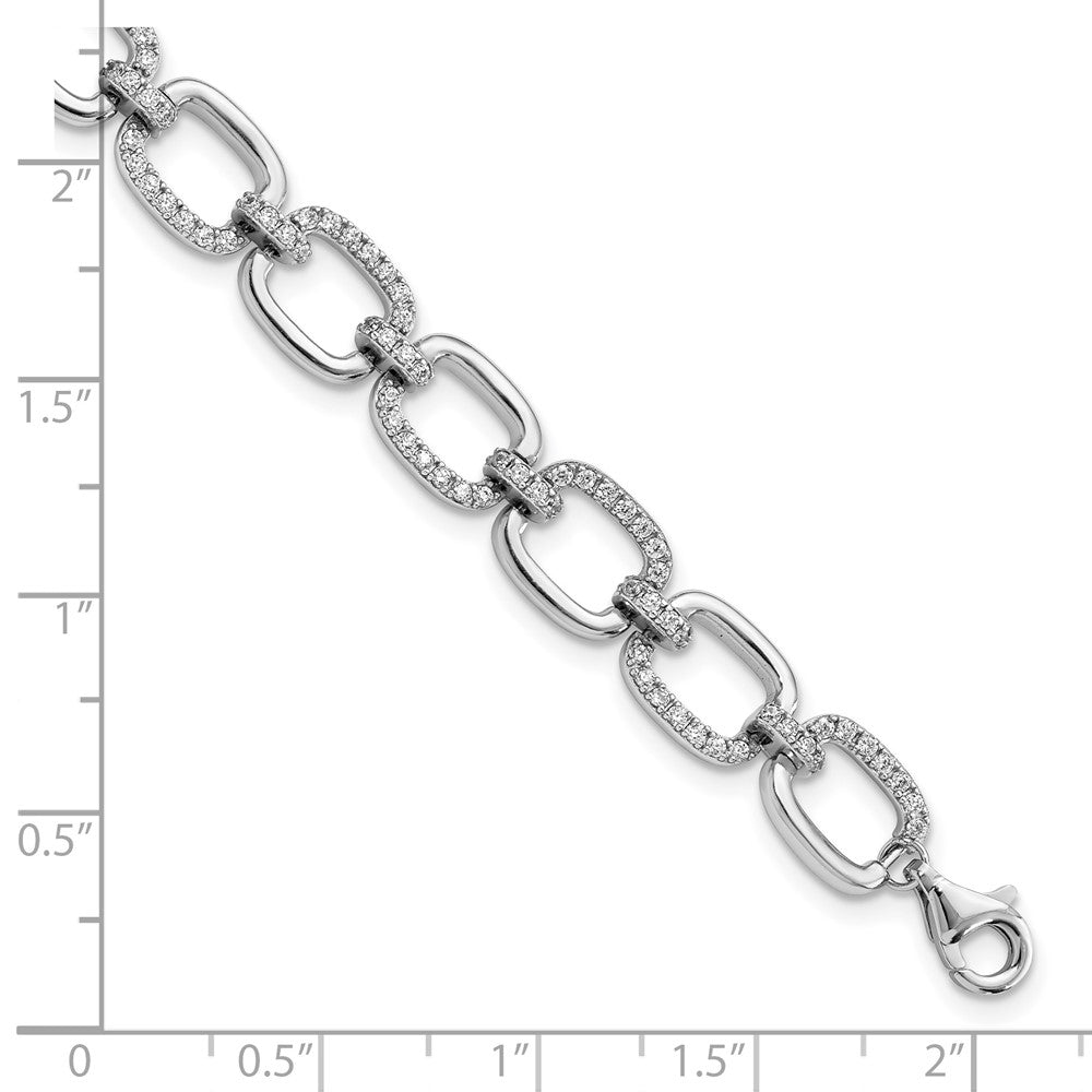 FJC Finejewelers 925 Sterling Silver Fancy  Polished CZ Square Link 7.75 in Bracelet 7.75 Inches