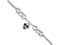 FJC Finejewelers 925 Sterling Silver Cable  CZ Enamel Skull with Flower 6.5in with 1in ext Bracelet 6.5 Inches x 8.5 mm