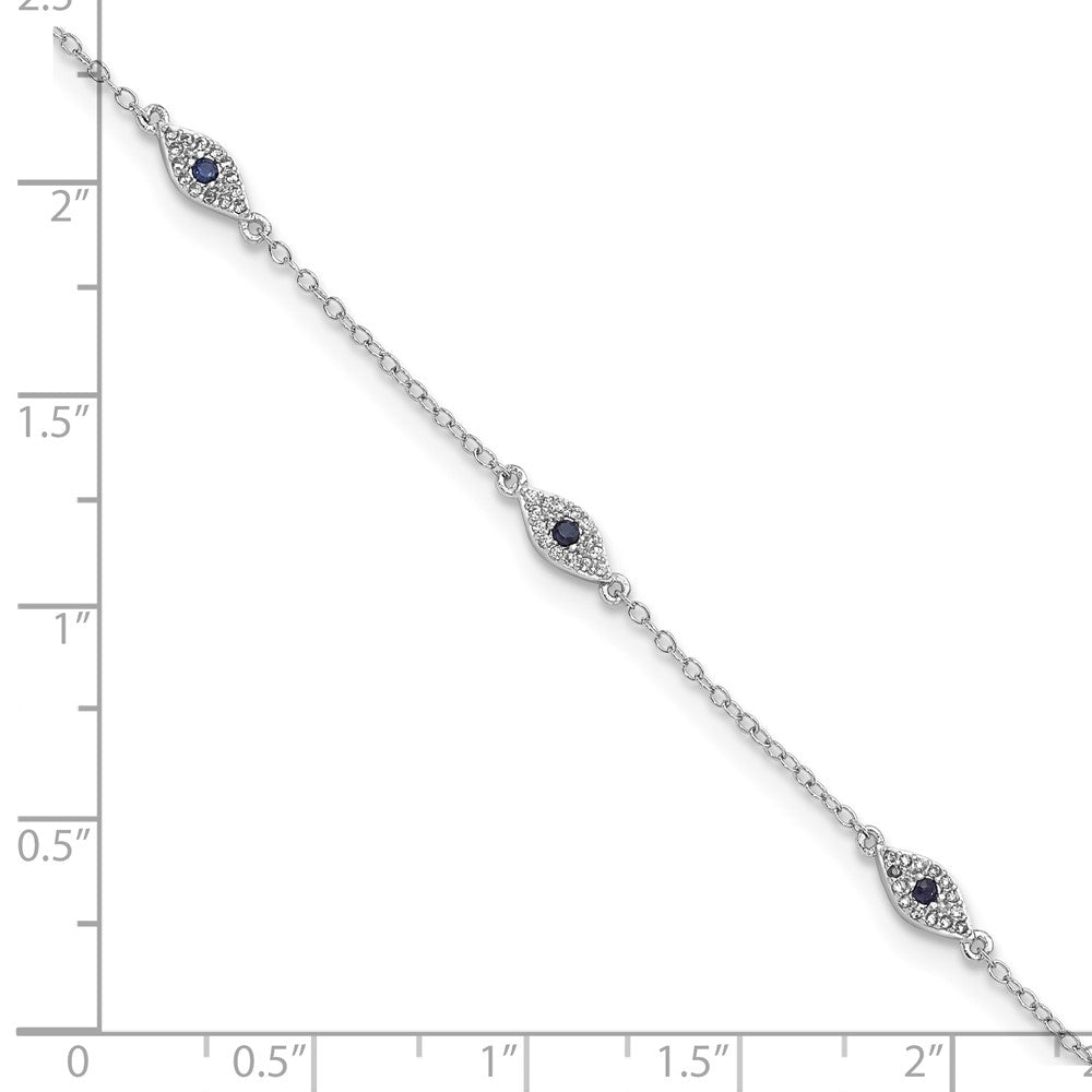 FJC Finejewelers 925 Sterling Silver CZ Bracelet  Polished Blue and White CZ Eyes Bracelet 7.5 Inches