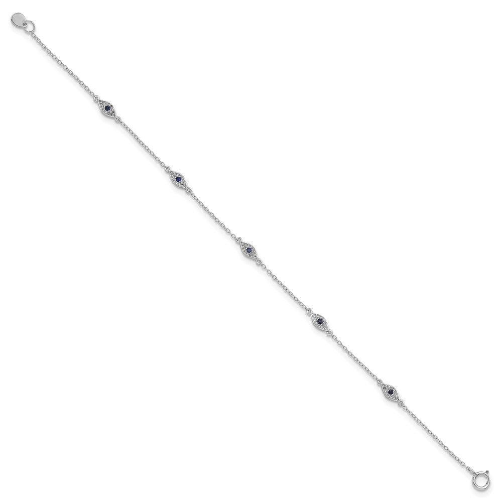 FJC Finejewelers 925 Sterling Silver CZ Bracelet  Polished Blue and White CZ Eyes Bracelet 7.5 Inches