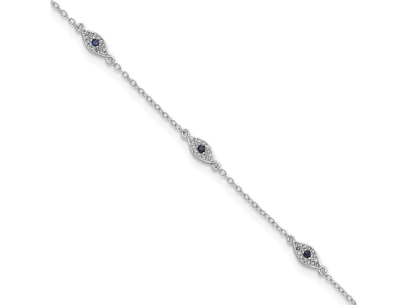 FJC Finejewelers 925 Sterling Silver CZ Bracelet  Polished Blue and White CZ Eyes Bracelet 7.5 Inches