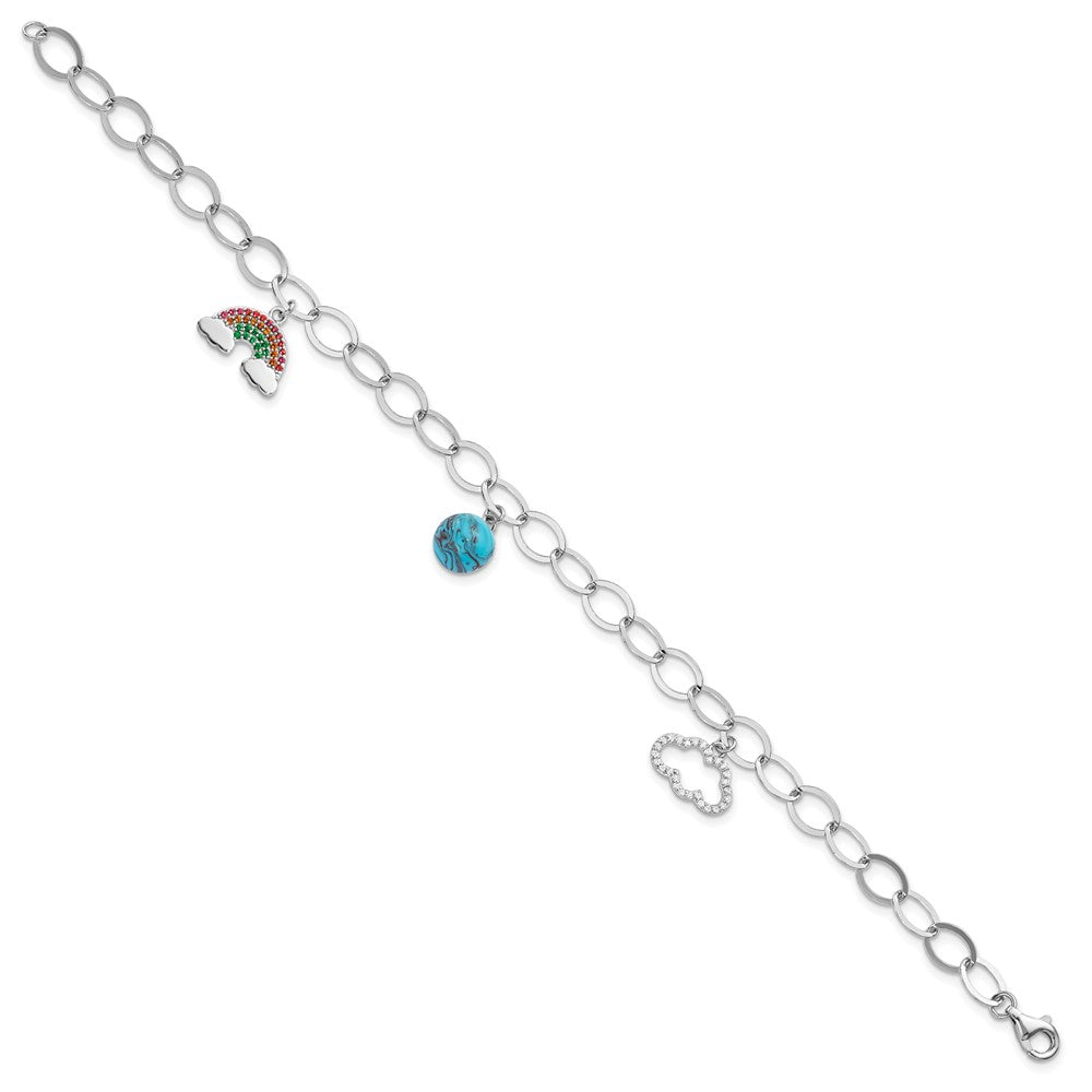 FJC Finejewelers 925 Sterling Silver Bracelets Multi-color Nano Crystal Turquoise Bracelet 8 Inches x