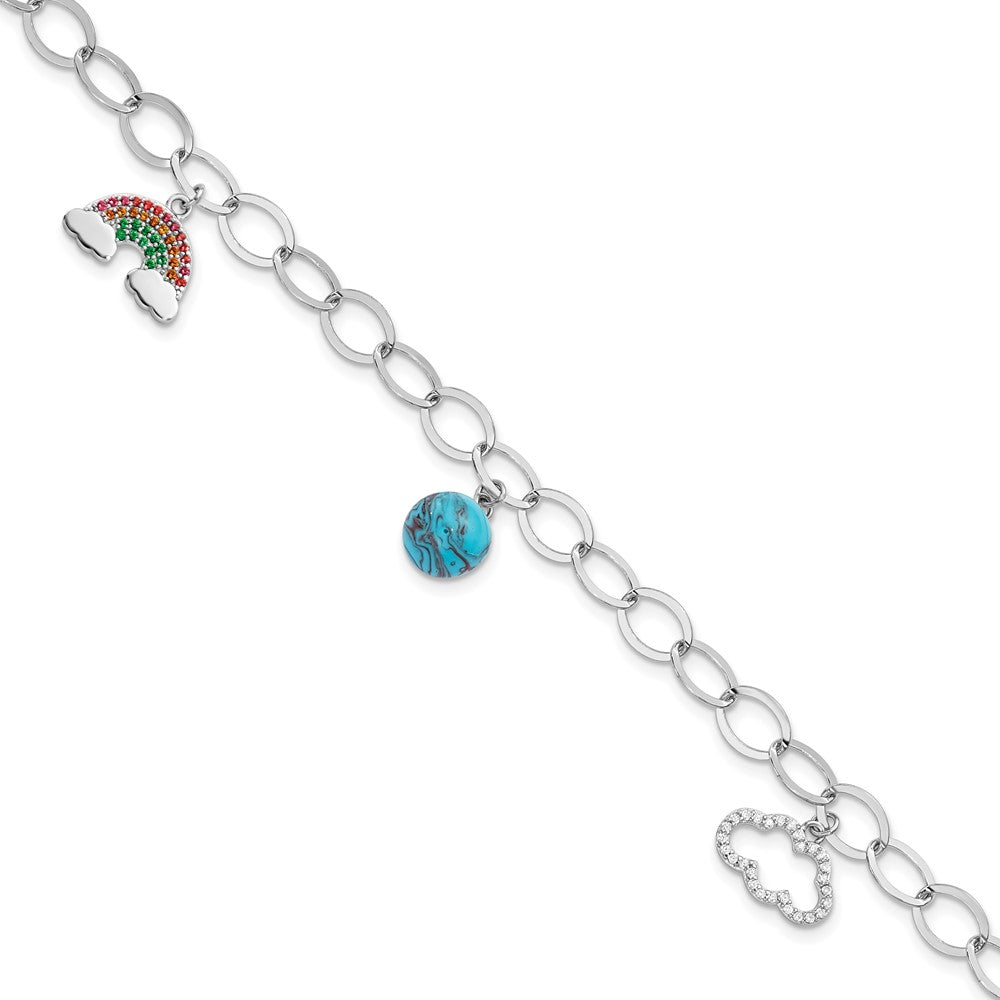 FJC Finejewelers 925 Sterling Silver Bracelets Multi-color Nano Crystal Turquoise Bracelet 8 Inches x