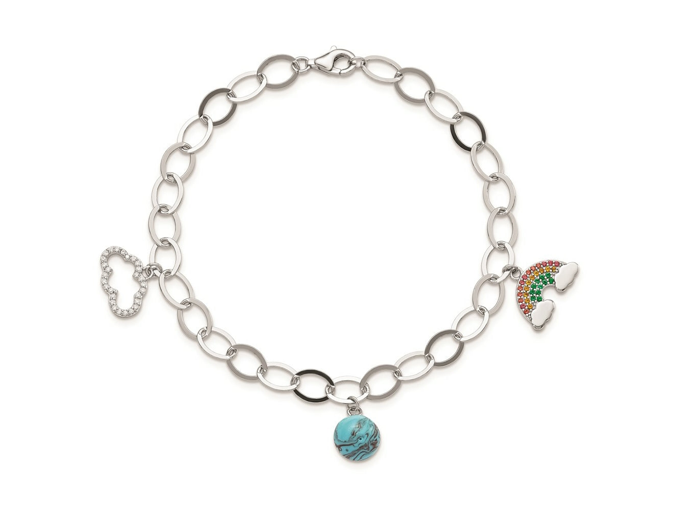 FJC Finejewelers 925 Sterling Silver Bracelets Multi-color Nano Crystal Turquoise Bracelet 8 Inches x