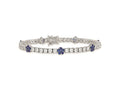 FJC Finejewelers 925 Sterling Silver Fancy Created Blue Spinel and CZ Flower Bracelet 7 Inches