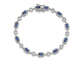FJC Finejewelers 925 Sterling Silver Fancy  CZ and Blue Glass Stone 7.75 inch Bracelet 7.75 Inches