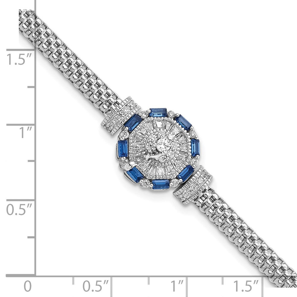 FJC Finejewelers 925 Sterling Silver Polished Blue and White CZ Bracelet 7 Inches x 19.35 mm