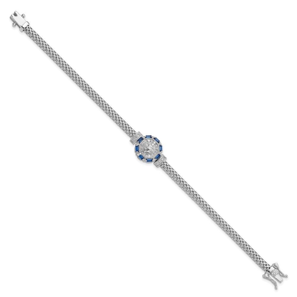 FJC Finejewelers 925 Sterling Silver Polished Blue and White CZ Bracelet 7 Inches x 19.35 mm