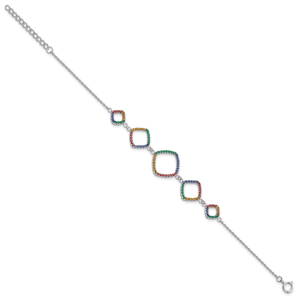 FJC Finejewelers 925 Sterling Silver Cable Multi-color Nano Crystal Bracelet 6.5 Inches